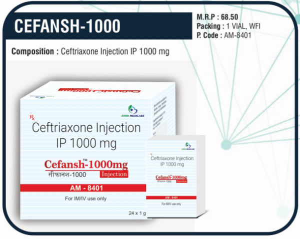 CEFANSH-1000 (Ceftriaxone Injection IP 1000mg)