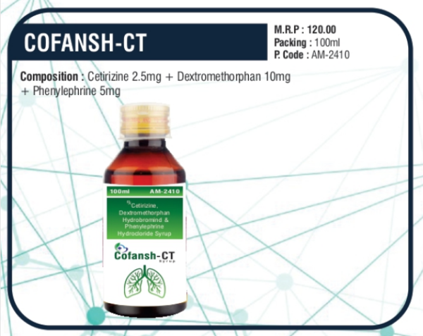COFANSH-CT 100ml (Cetirizine 2.5mg + Dextromethorphan 10mg + Phenylephrine 5mg)
