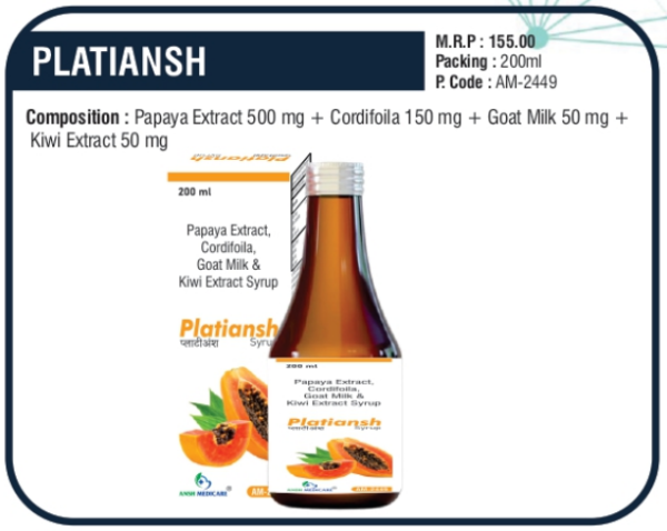 PLATIANSH (Papaya Extract 500mg + Cordifoila 150mg + Goat Milk 50mg + Kiwi Extract 50mg)