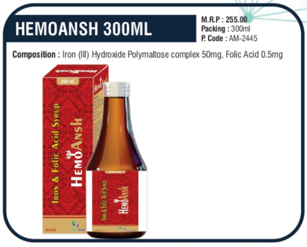 HEMOANSH-300 (Iron (III) Hydroxide Polymaltose Complex 50mg + Folic Acid 0.5mg)