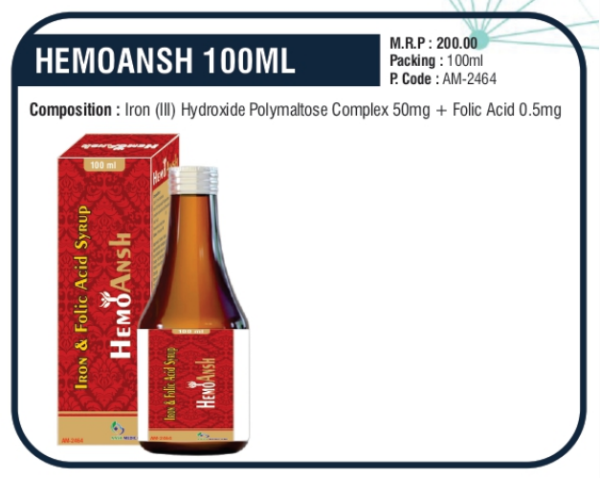 HEMOANSH 100ML (Iron (III) Hydroxide Polymaltose Complex 50mg + Folic Acid 0.5mg)